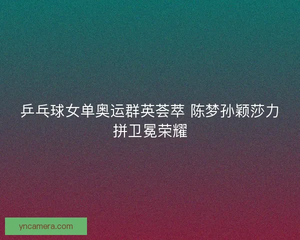 乒乓球女单奥运群英荟萃 陈梦孙颖莎力拼卫冕荣耀